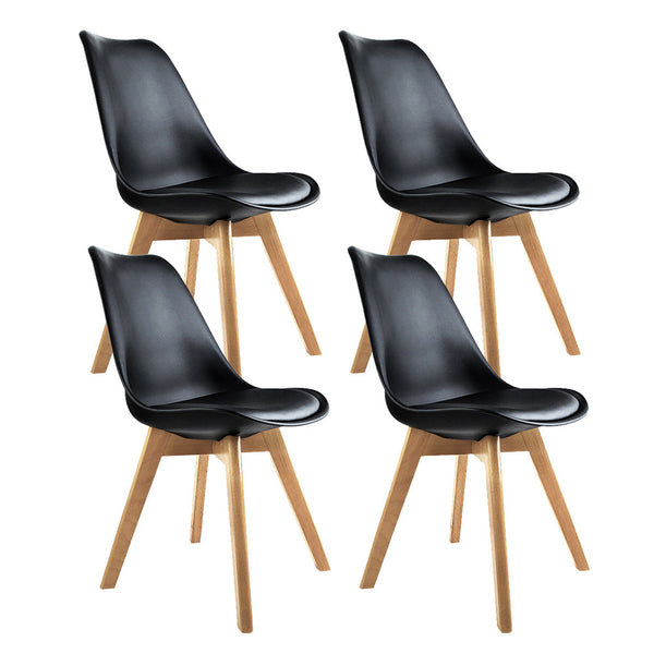 Artiss Set Of 4 Padded Dining Chair Black Dining Chairs