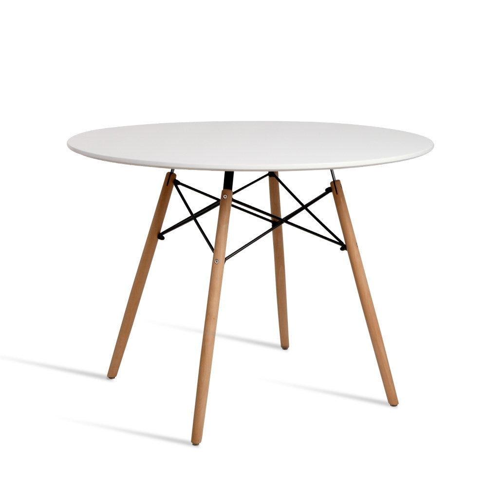 Artiss Dining Table 4 Seater Round Replica Dsw Eiffel Kitchen Timber White Dining Tables