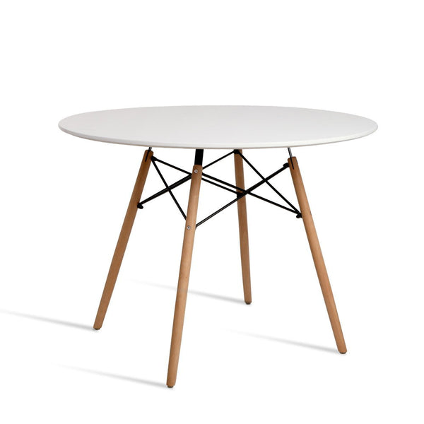 Artiss Dining Table 4 Seater Round Replica Dsw Eiffel Kitchen Timber White Dining Tables