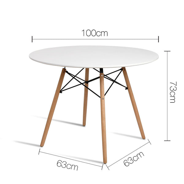 Artiss Dining Table 4 Seater Round Replica Dsw Eiffel Kitchen Timber White Dining Tables