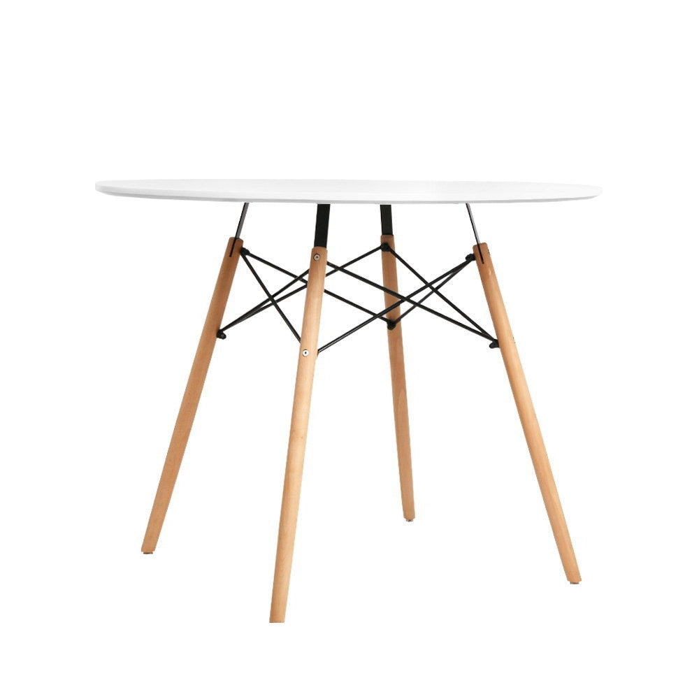 Artiss Dining Table Round 4 Seater Replica Tables Cafe Timber White 90Cm Dining Tables