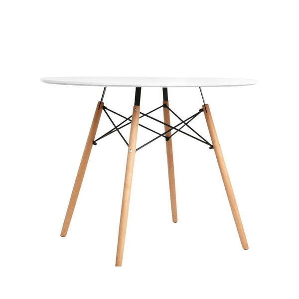 Artiss Dining Table Round 4 Seater Replica Tables Cafe Timber White 90Cm Dining Tables