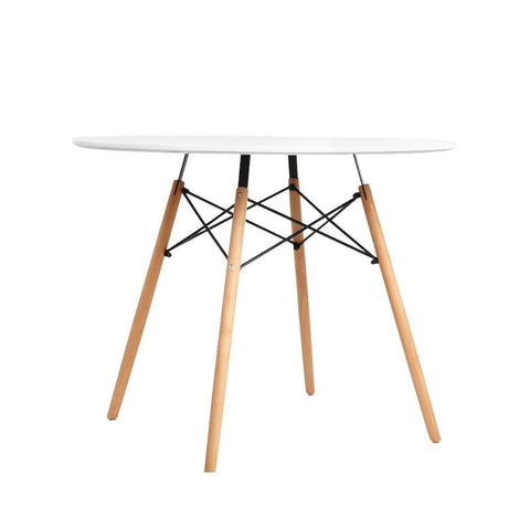 Artiss Dining Table Round 4 Seater Replica Tables Cafe Timber White 90Cm Dining Tables