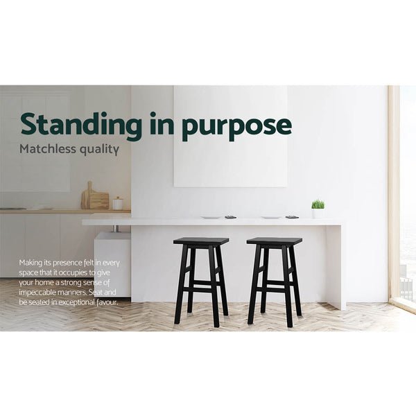 Artiss Set Of 4 Beech Wood Bar Stools Black Benches Bar Stools