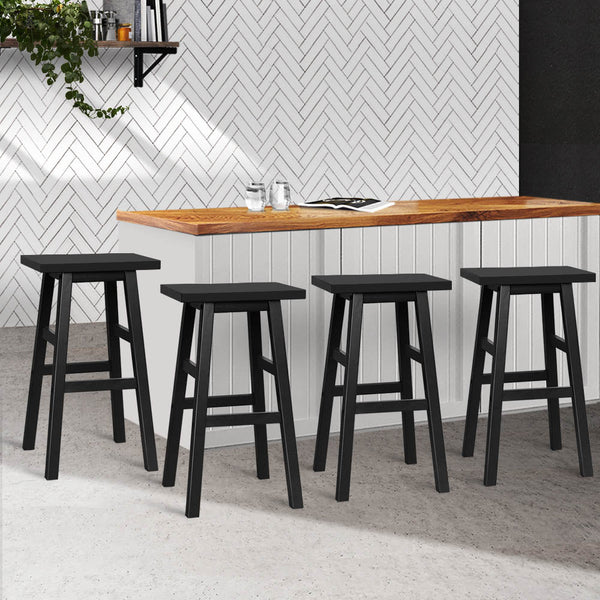 Artiss Set Of 4 Beech Wood Bar Stools Black Benches Bar Stools