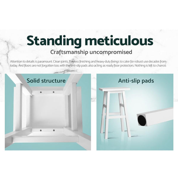 Artiss Set Of 2 Beech Wood Bar Stools White Benches Bar Stools