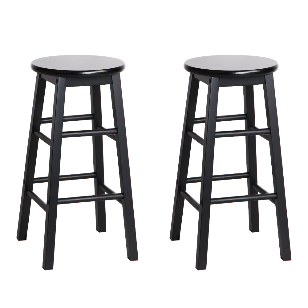 Benches Bar Stools Artiss Set Of 2 Beech Wood Backless Bar Stools Black