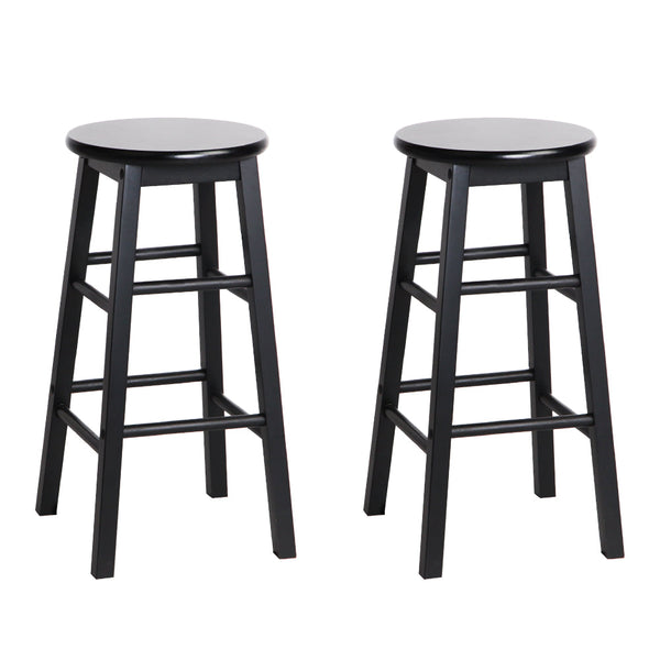 Benches Bar Stools Artiss Set Of 2 Beech Wood Backless Bar Stools Black