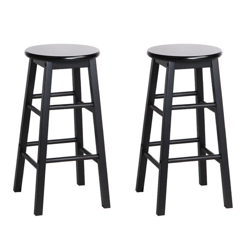 Benches Bar Stools Artiss Set Of 2 Beech Wood Backless Bar Stools Black