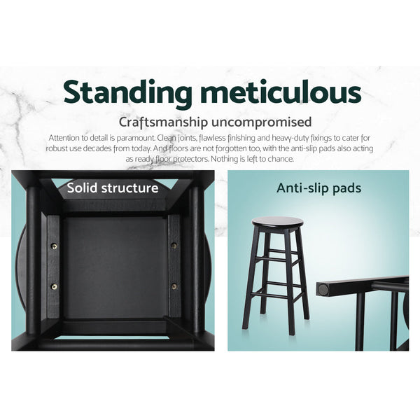 Benches Bar Stools Artiss Set Of 2 Beech Wood Backless Bar Stools Black