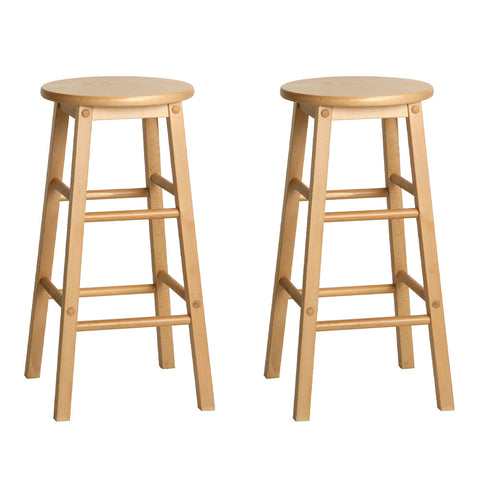 Artiss Set Of 2 Beech Wood Backless Bar Stools Natural Benches Bar Stools