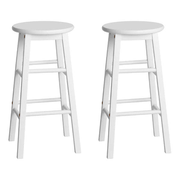 Artiss Set Of 2 Beech Wood Backless Bar Stools White Benches Bar Stools