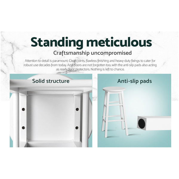 Artiss Set Of 2 Beech Wood Backless Bar Stools White Benches Bar Stools