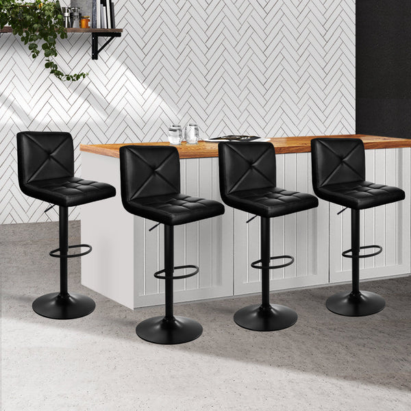 Artiss Set Of 4 Bar Stools Pu Leather Criss Cross Style Black Benches Bar Stools