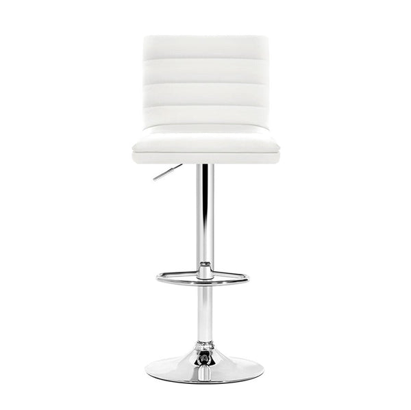 Artiss Set Of 4 Pu Leather Lined Pattern Bar Stools White And Chrome Benches Bar Stools
