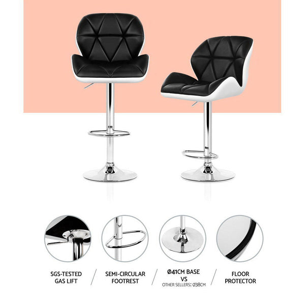 Artiss Set Of 2 Kitchen Bar Stools White Black And Chrome Benches Bar Stools