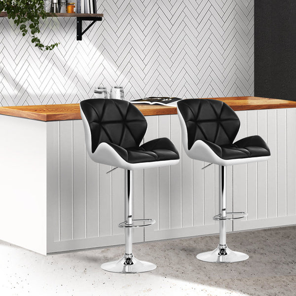 Artiss Set Of 2 Kitchen Bar Stools White Black And Chrome Benches Bar Stools