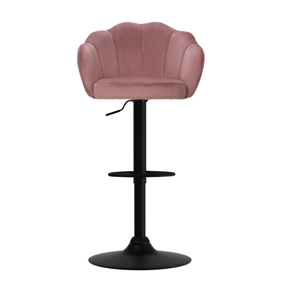 Artiss Set Of 2 Bar Stools Kitchen Swivel Chair Gas Lift Velvet Chairs Pink Nessah