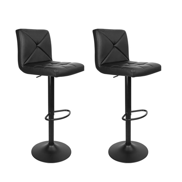 Artiss Set Of 2 Pu Leather Gas Lift Bar Stools Black Benches Bar Stools