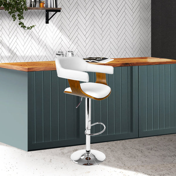 Artiss Pu Leather Bar Stool White And Chrome Benches Bar Stools