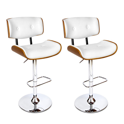 Artiss Set Of 2 Gas Lift Bar Stool White And Chrome Benches Bar Stools