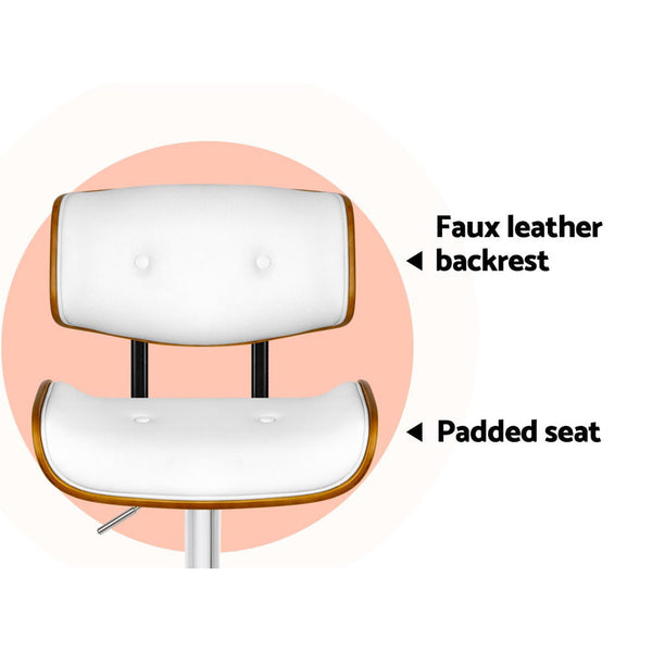 Artiss Set Of 2 Gas Lift Bar Stool White And Chrome Benches Bar Stools