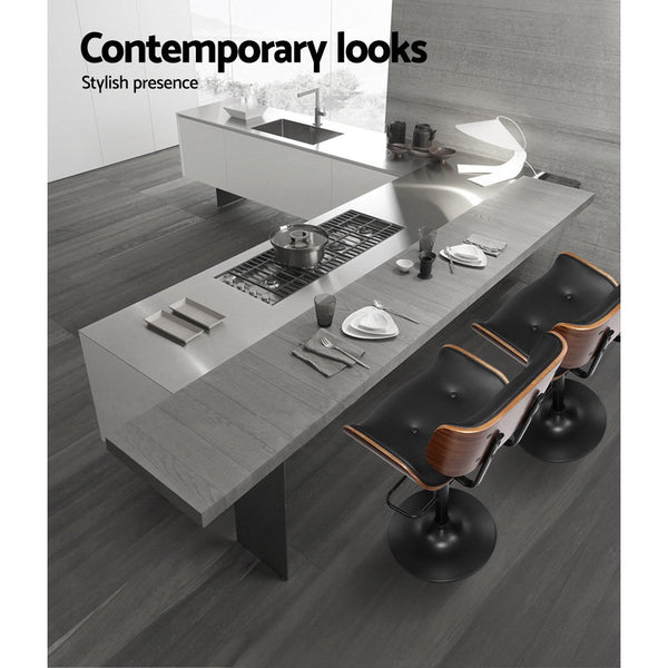 Artiss Set Of 4 Kitchen Bar Stools Gas Lift Chairs Swivel Barstool Leather Black Benches Bar Stools