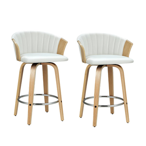 Artiss Set Of 2 Bar Stools Kitchen Chair Swivel Chairs Leather White Benches Bar Stools