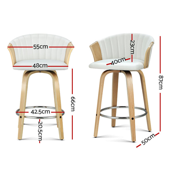 Artiss Set Of 2 Bar Stools Kitchen Chair Swivel Chairs Leather White Benches Bar Stools