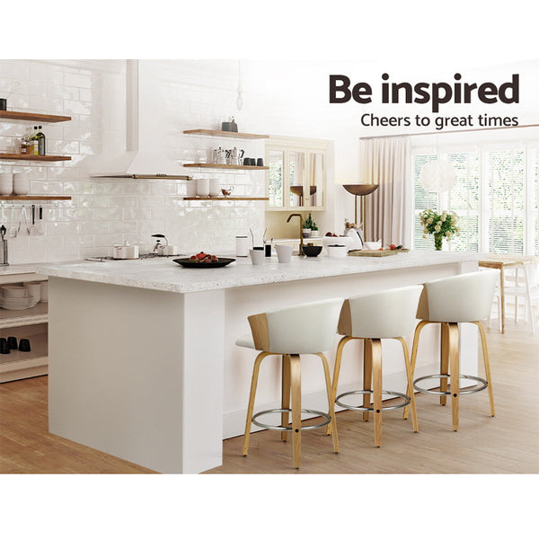 Artiss Set Of 2 Bar Stools Kitchen Chair Swivel Chairs Leather White Benches Bar Stools