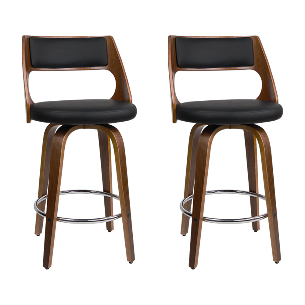 Artiss Set Of 2 Bar Stools Pu Leather Black And Benches Bar Stools