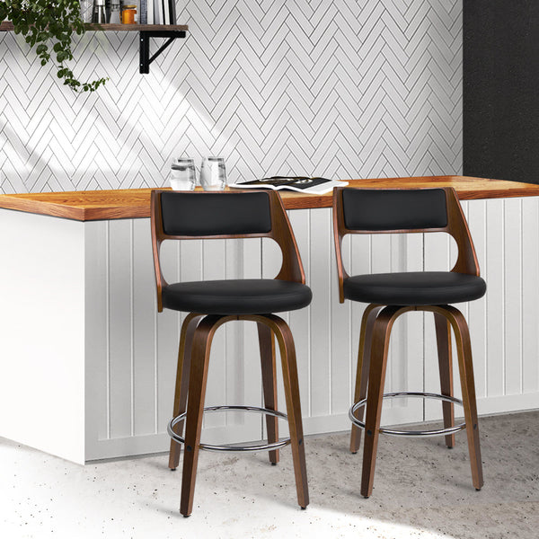 Artiss Set Of 2 Bar Stools Pu Leather Black And Benches Bar Stools