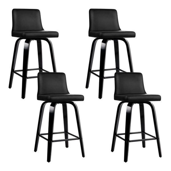 Artiss Set Of 4 Pu Leather Bar Stool Black Benches Bar Stools