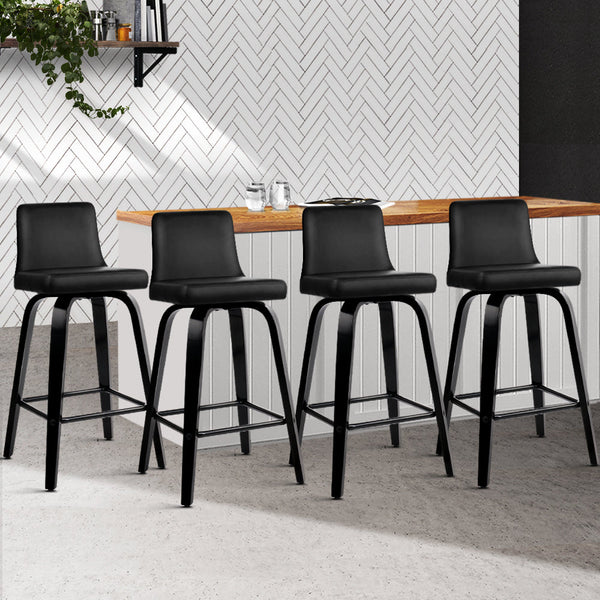 Artiss Set Of 4 Pu Leather Bar Stool Black Benches Bar Stools