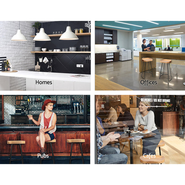 Artiss Set Of 2 Elm Wood Backless Bar Stools 65Cm Black And Light Natural Benches Bar Stools