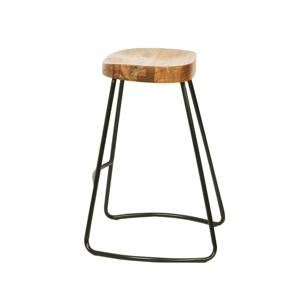 Artiss Set Of 4 Elm Wood Backless Bar Stools 75Cm Black And Light Natural Benches Bar Stools