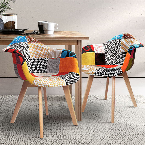 Artiss Set Of 2 Fabric Dining Chairs