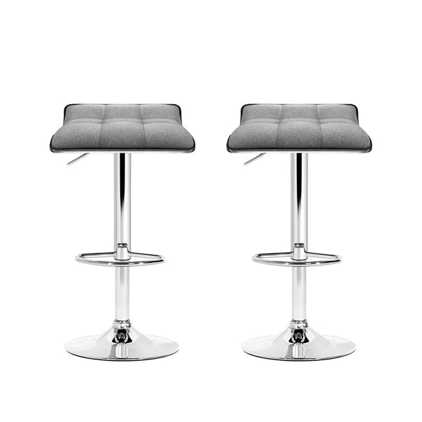 Artiss Set Of 2 Fabric Bar Stools Swivel Stools Grey Chrome Benches Bar Stools