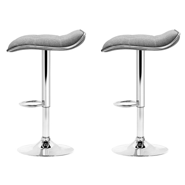 Artiss Set Of 2 Fabric Bar Stools Swivel Stools Grey Chrome Benches Bar Stools