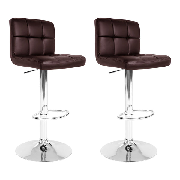 Artiss Set Of 2 Gas Lift Bar Stools Pu Leather Chocolate Brown Benches Bar Stools