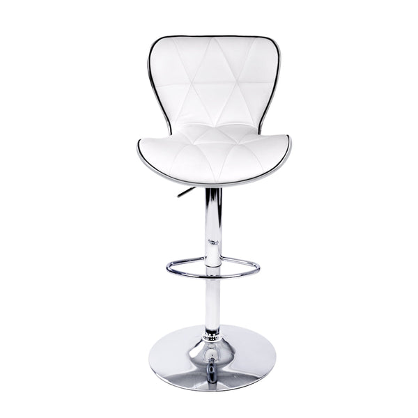 Artiss Set Of 2 Pu Leather Patterned Bar Stools White And Chrome Benches Bar Stools