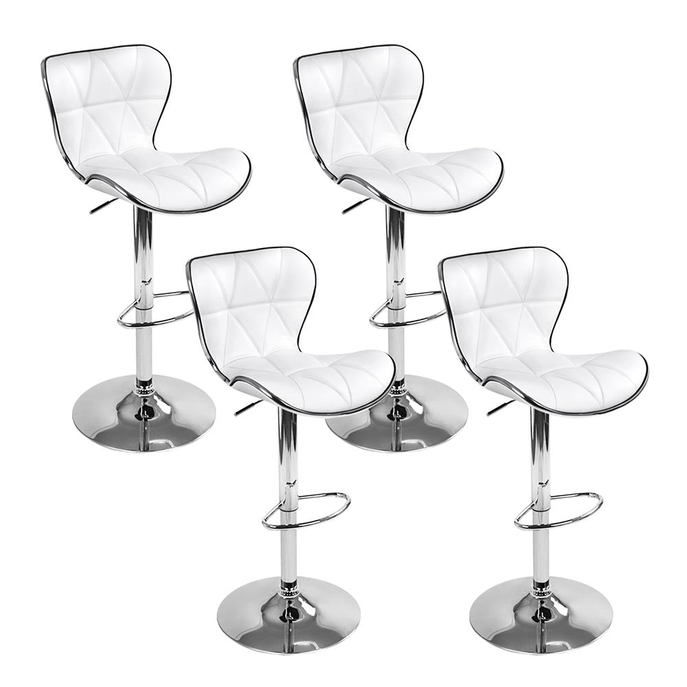 Artiss Set Of 4 Pu Leather Patterned Bar Stools White And Chrome Benches Bar Stools