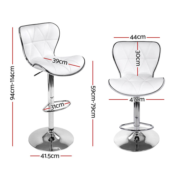 Artiss Set Of 4 Pu Leather Patterned Bar Stools White And Chrome Benches Bar Stools