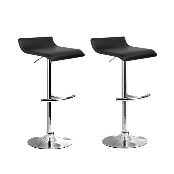 Artiss Set Of 2 Pu Leather Wave Style Bar Stools Black Benches Bar Stools