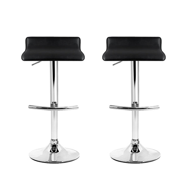 Artiss Set Of 2 Pu Leather Wave Style Bar Stools Black Benches Bar Stools