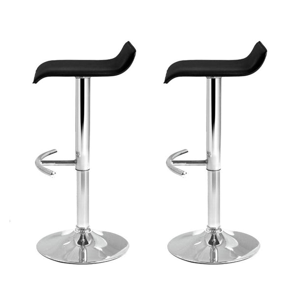 Artiss Set Of 2 Pu Leather Wave Style Bar Stools Black Benches Bar Stools