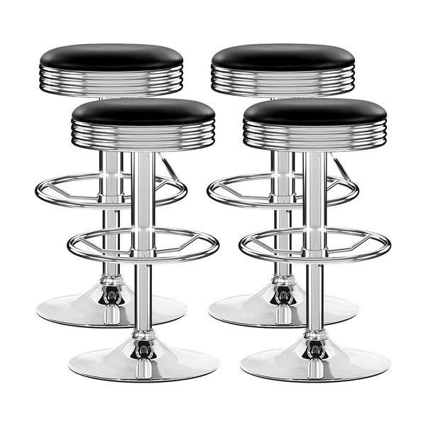Artiss Set Of 4 Pu Leather Backless Bar Stools Black And Chrome Greeting Cards & Invitations