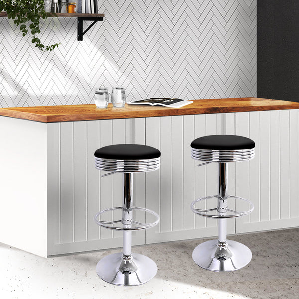 Artiss Set Of 4 Pu Leather Backless Bar Stools Black And Chrome Greeting Cards & Invitations