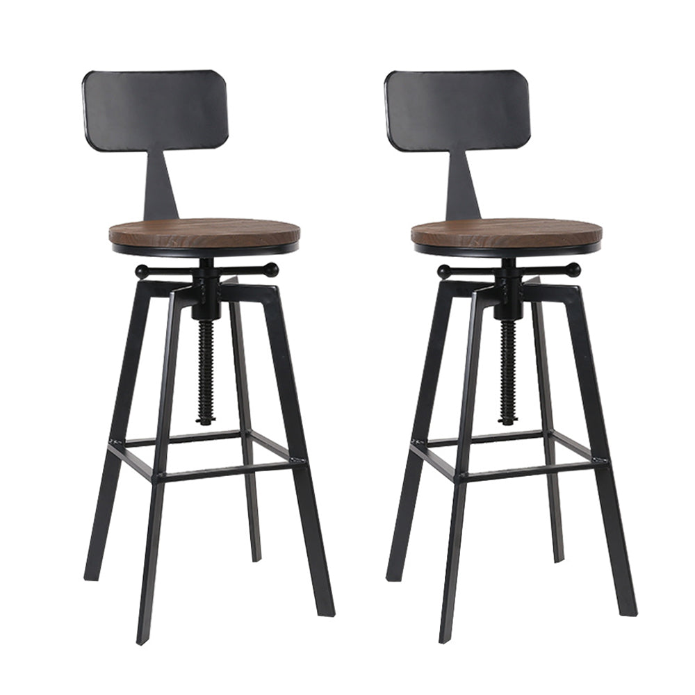 Artiss Set Of 2 Rustic Style Metal Bar Stool Black And Wood Benches Bar Stools