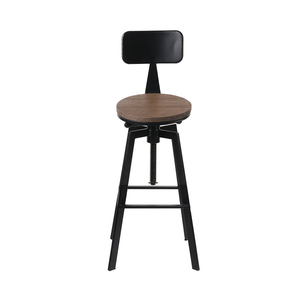 Artiss Set Of 2 Rustic Style Metal Bar Stool Black And Wood Benches Bar Stools